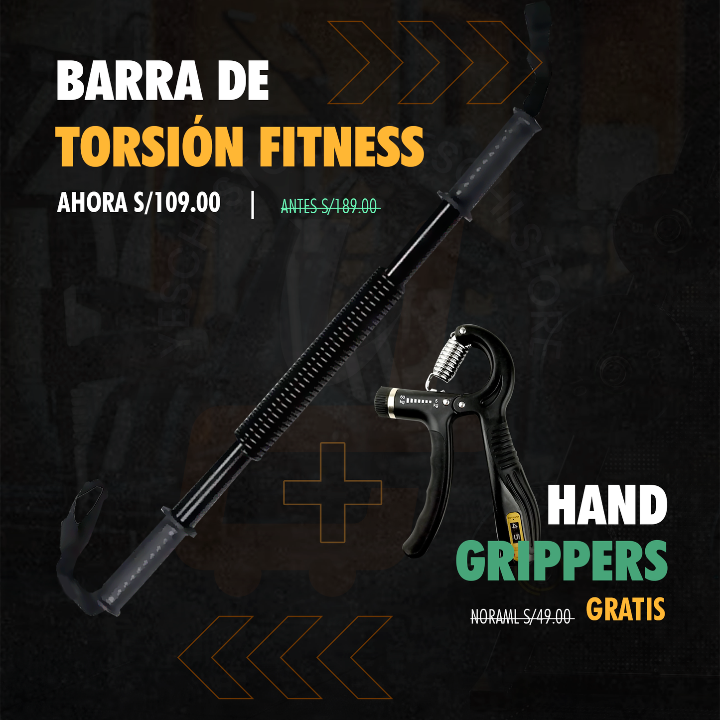 Barra de Tensión Fitness & Hand Grippers (GRATIS)